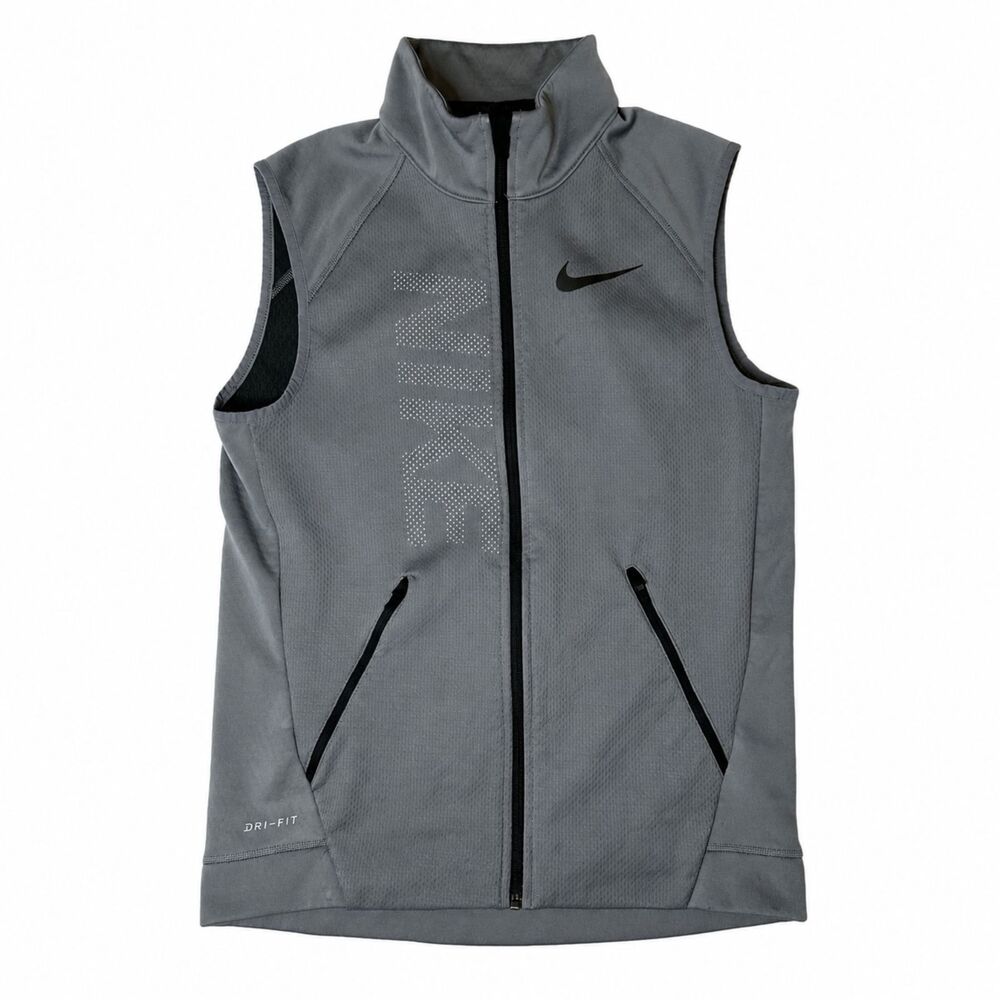 Nike Mens Dri-FIT Therma Sphere Training Vest Full Zip Gray Size Small